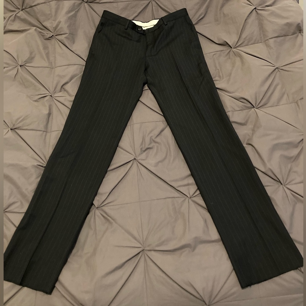 Men’s Moschino Dress Pants Black Pinstripe Wool